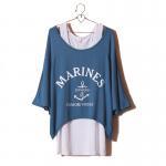 Navy Style Marine Two-piece Loose Top/T-Shirt & Vest