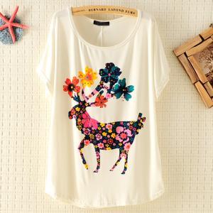 Colorful Sika Deer Print B..