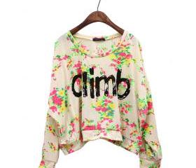 Vintage Spring Flower Climb Letter T-shirt