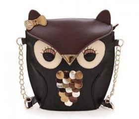 Vintage Contrast Color Owl Shoulder Bag