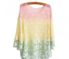 Rainbow Crochet Lace Blouse