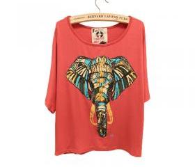 Elephant Batwing Sleeve Loose Tshirt