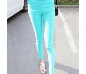 Candy Color Elastic Slim High Waistt Leggings